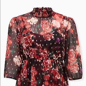 Burgundy purple floral chiffon dress